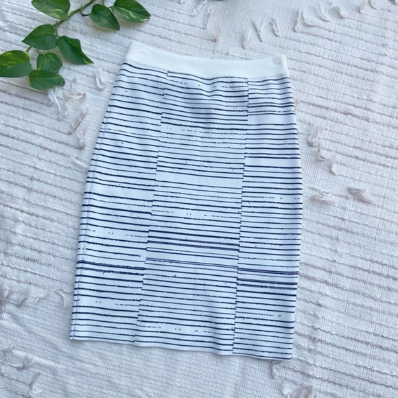 A.L.C. Lyons Striped Ponte business casual bodycon stretch Pencil Skirt Sz M - Picture 5 of 11